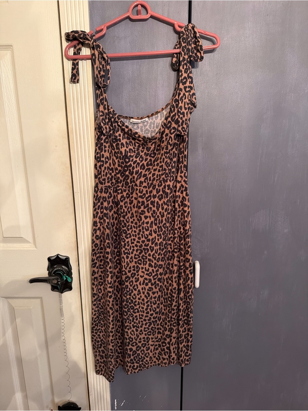 Reformation Leopard Print Tie-Shoulder Midi Dress in Brown and Black